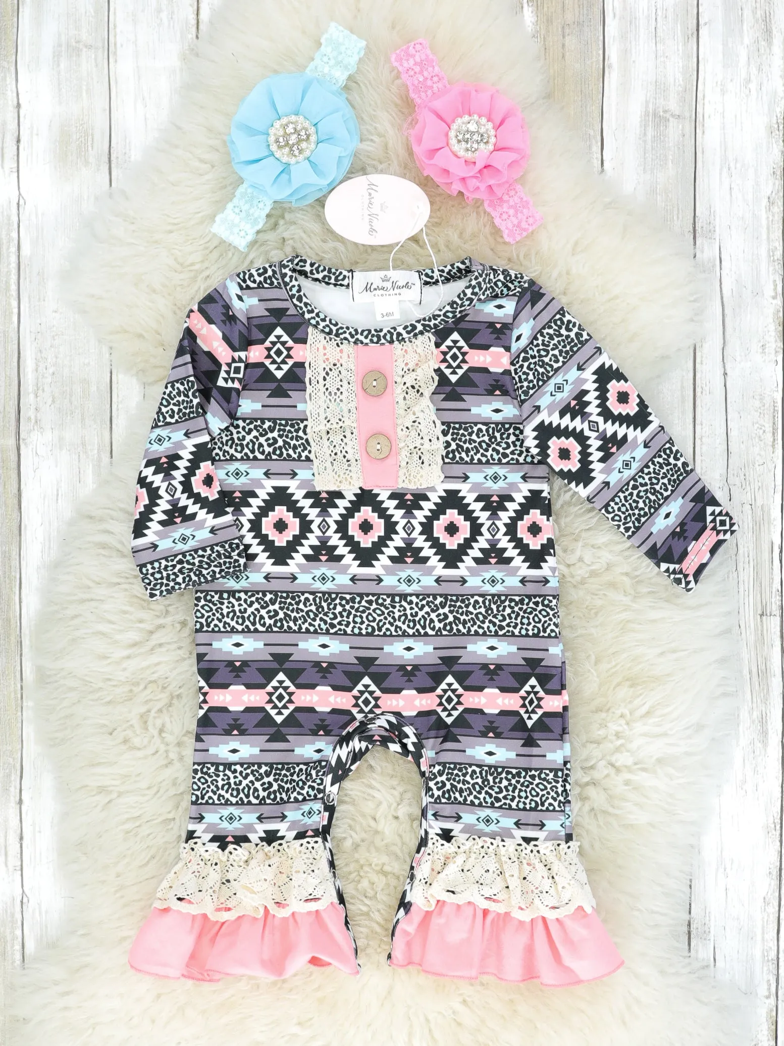 Aztec Crochet Ruffle Romper