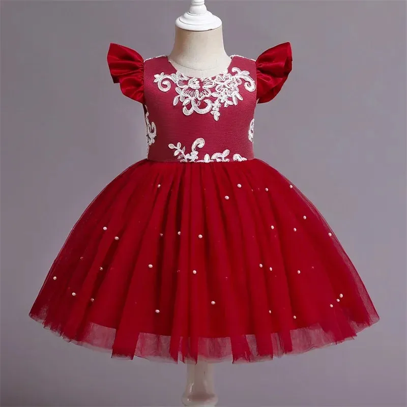 Baby Girl Lace Floral Birthday Party Dress