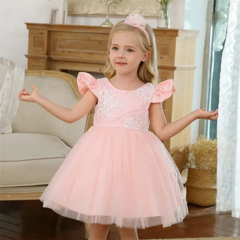 Baby Girl Lace Floral Birthday Party Dress