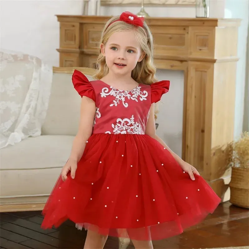 Baby Girl Lace Floral Birthday Party Dress