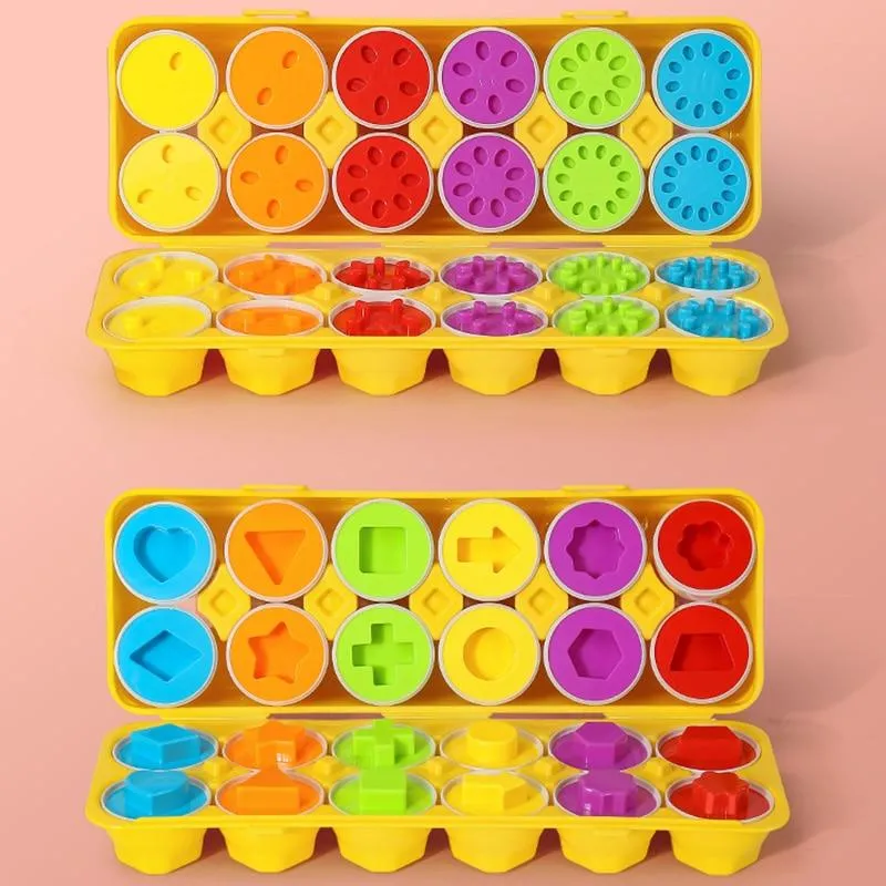 Baby Montessori Learning Education Math Toy Smart Eggs Puzzle Shape Matching Toys Plastic Screw nut Building Blocks For Children