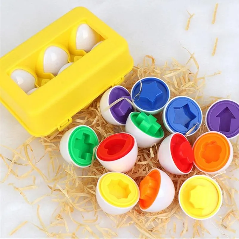 Baby Montessori Learning Education Math Toy Smart Eggs Puzzle Shape Matching Toys Plastic Screw nut Building Blocks For Children