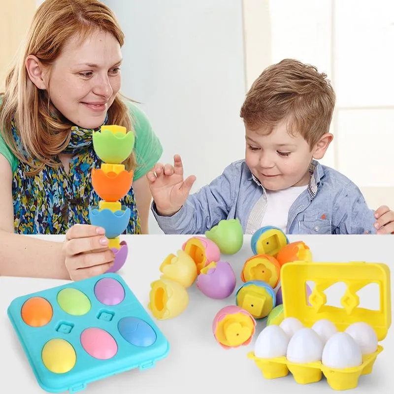 Baby Montessori Learning Education Math Toy Smart Eggs Puzzle Shape Matching Toys Plastic Screw nut Building Blocks For Children