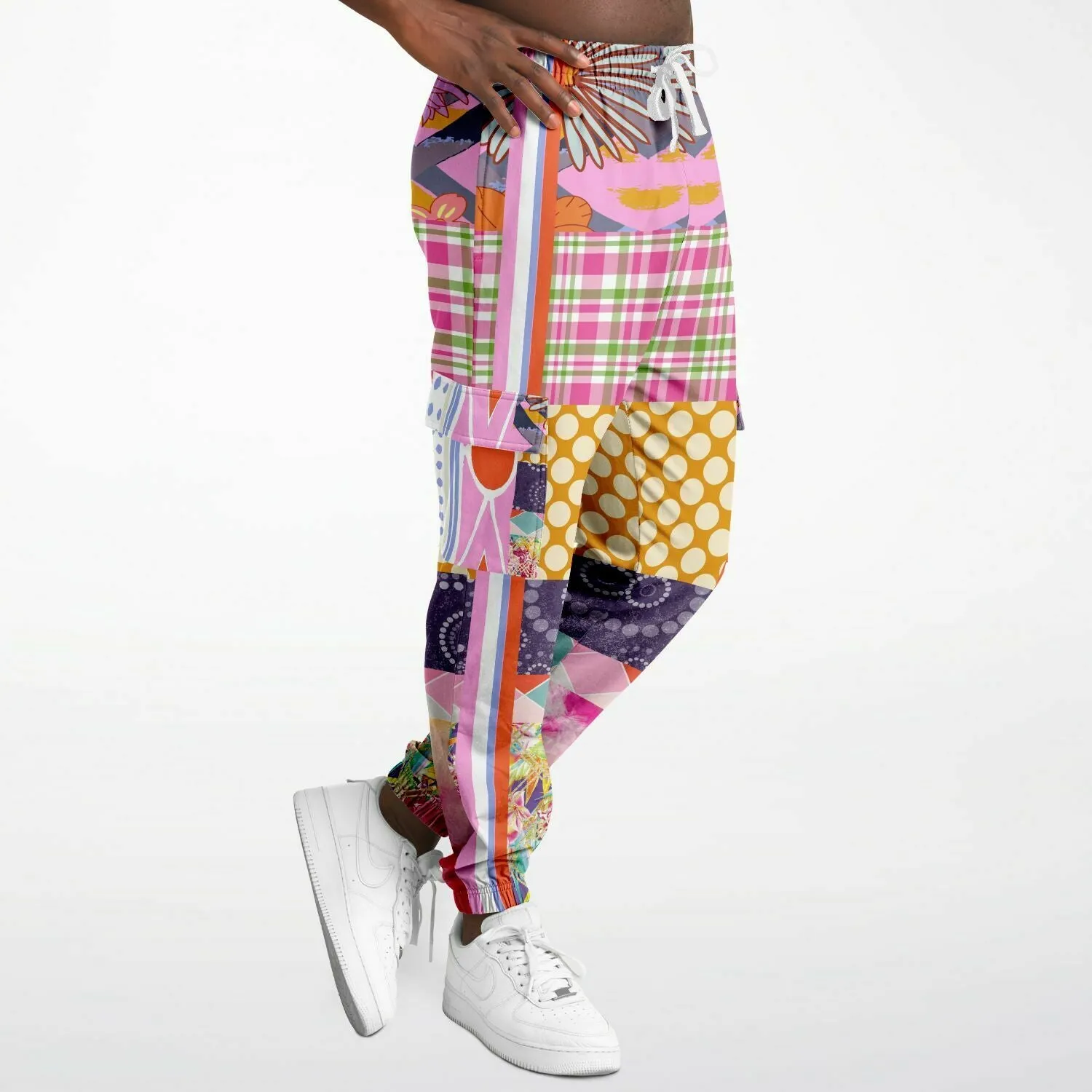 Bahama Mama Pink Patchwork Unisex Eco-Poly Cargo Joggers