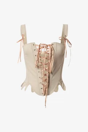 Beige Lace Up Bustier Top