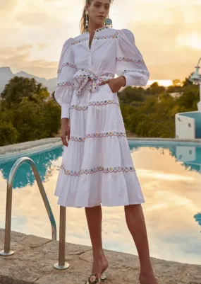 Bianca Scalloped Detail Dress in White