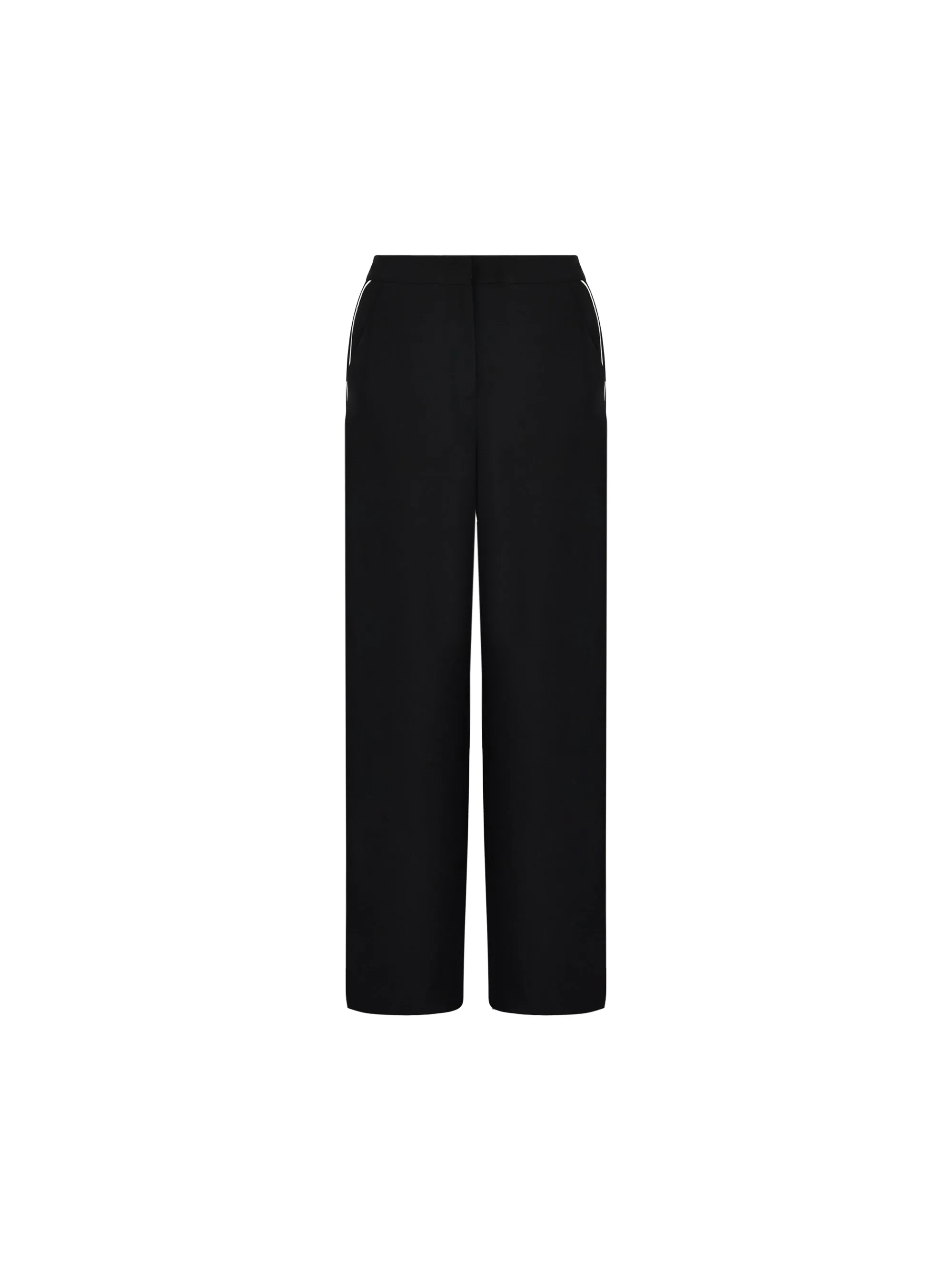 Black Crepe Contrast Piping Trousers