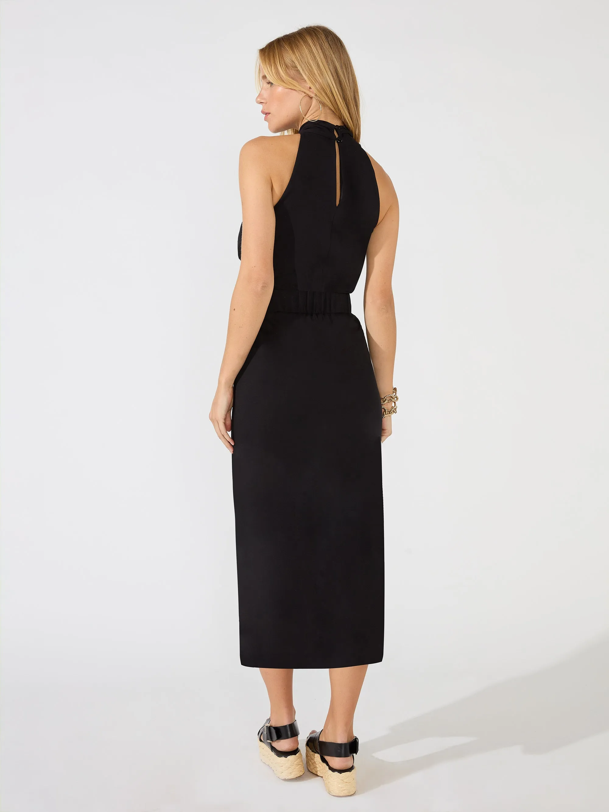 Black Jersey Twist Front Skirt