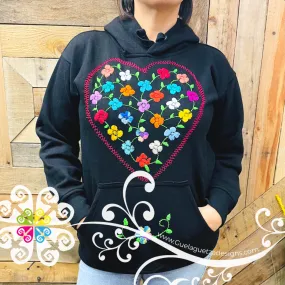 Black Women Hoodie - Handmade Bordado