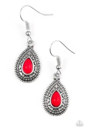 Blazing Beauty Red Stone Earrings - Paparazzi Accessories