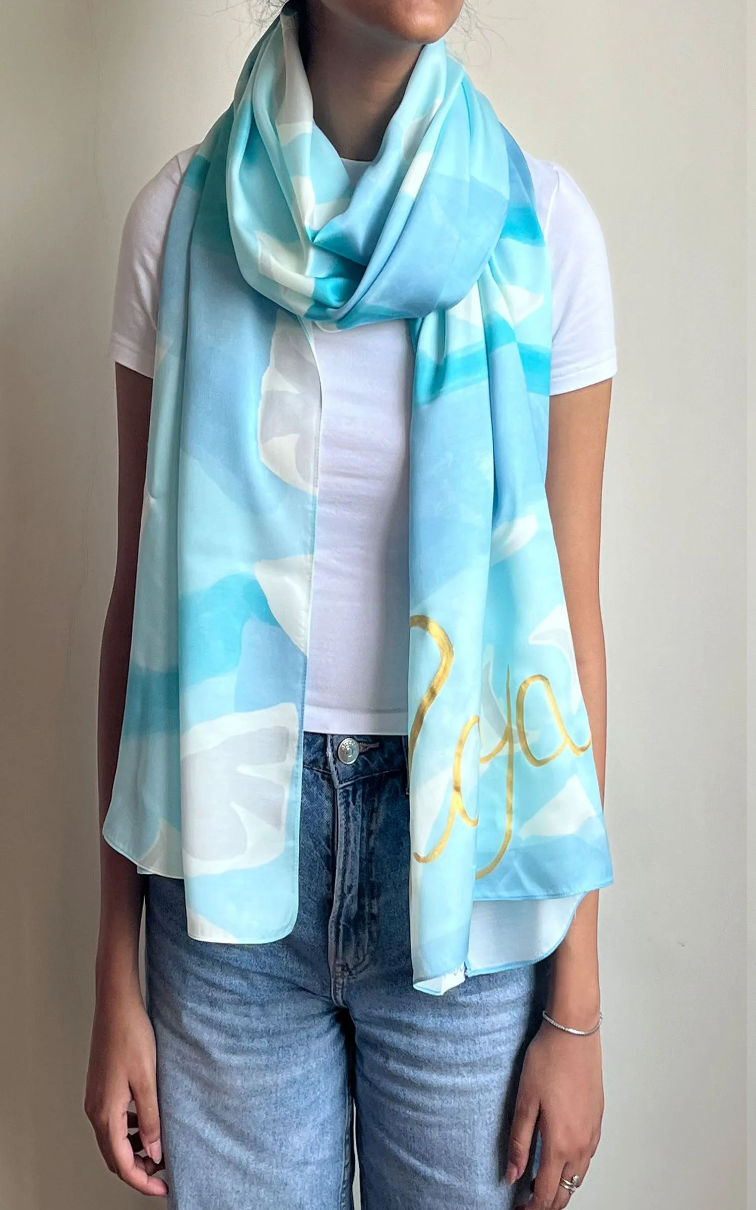 Blue Abstract Printed Scarf