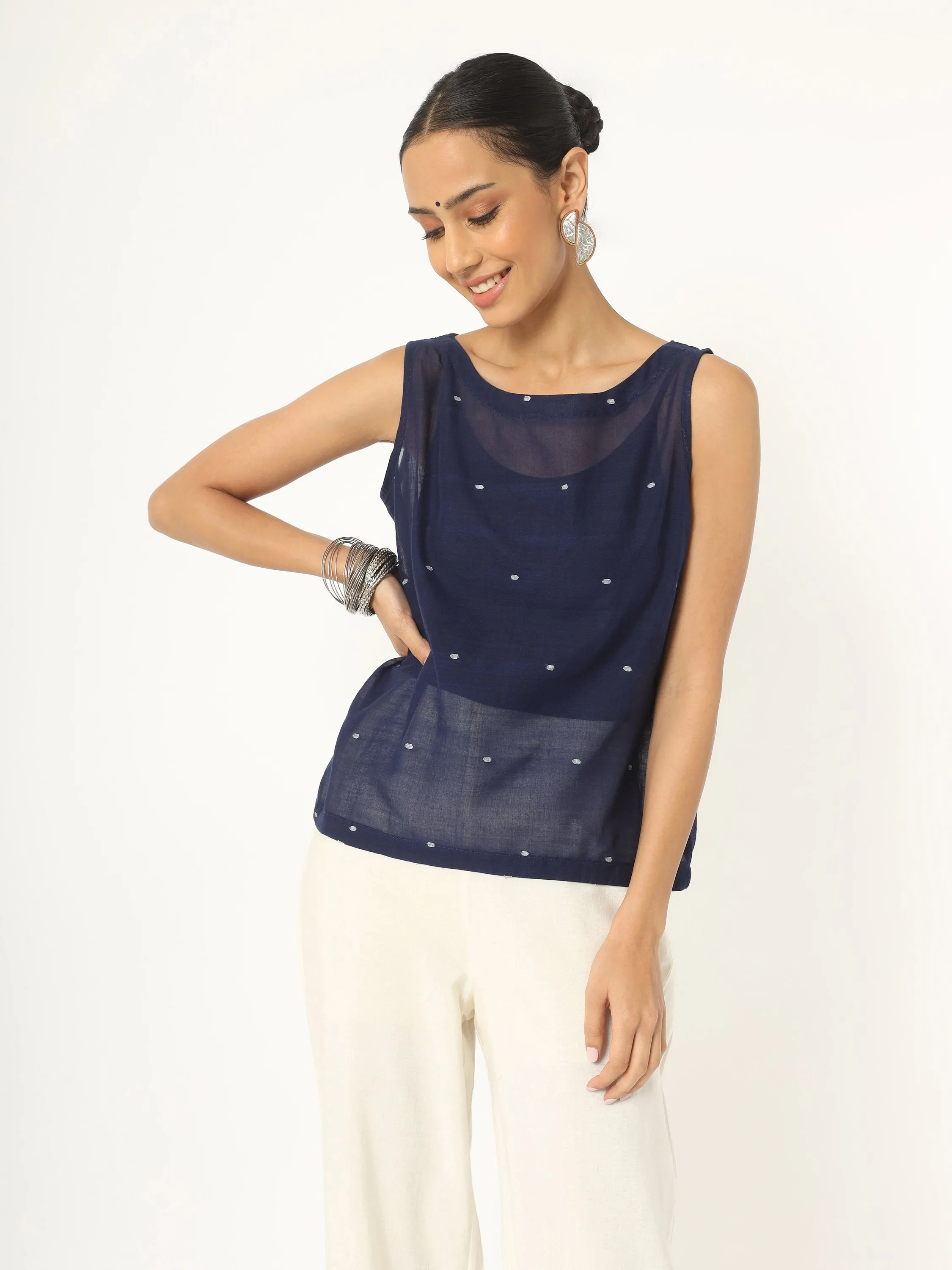 Blue Jamdani Top