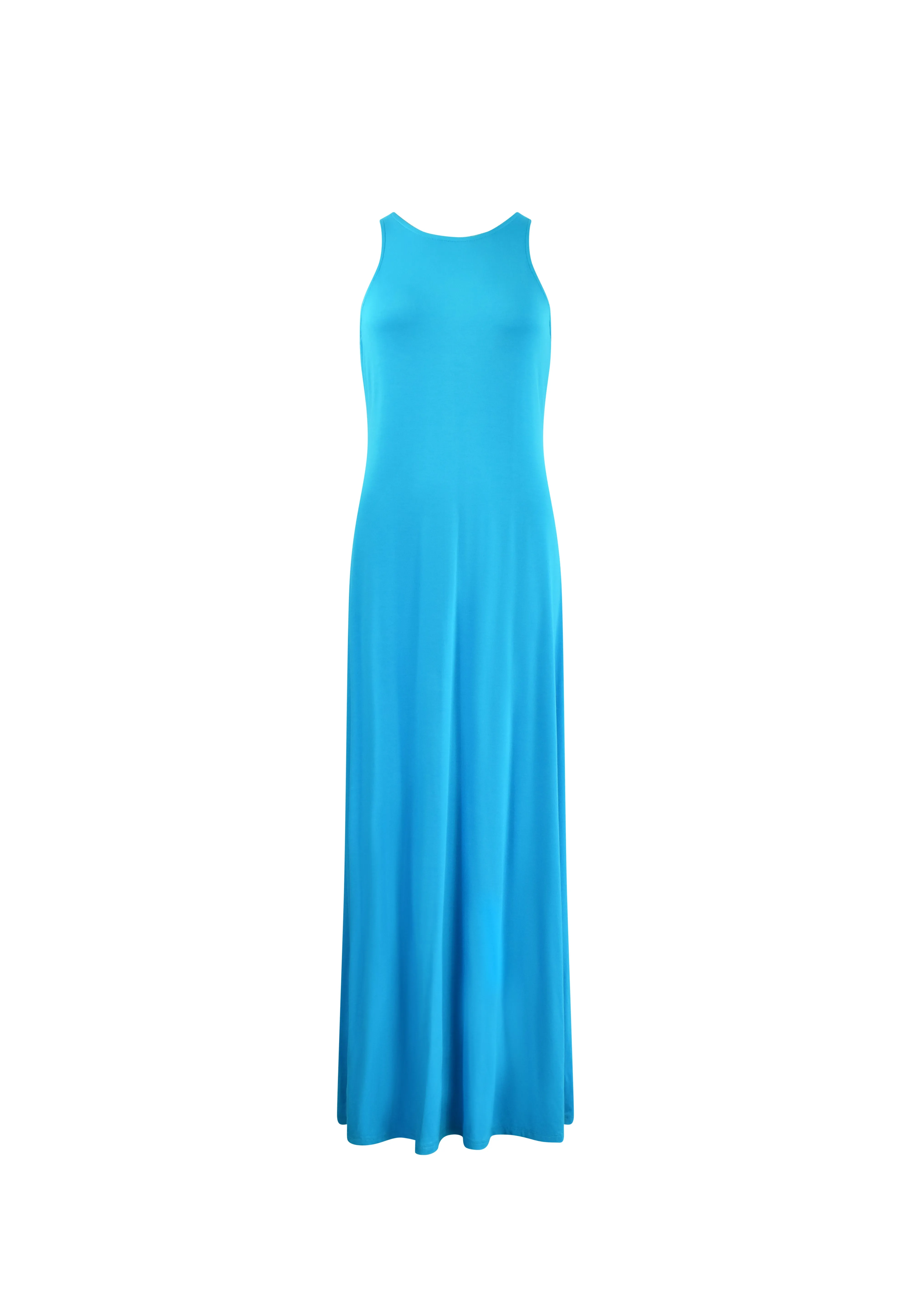 Blue Jersey Racer Maxi Dress