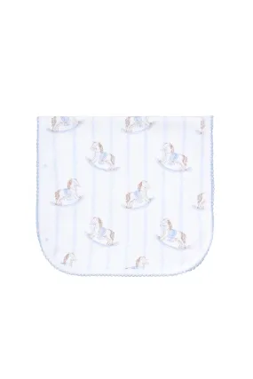 Blue Rocking Horse Baby Burp Cloth