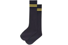 Boys 3/4 Striped Long Socks - Kloof Senior Navy/Yellow