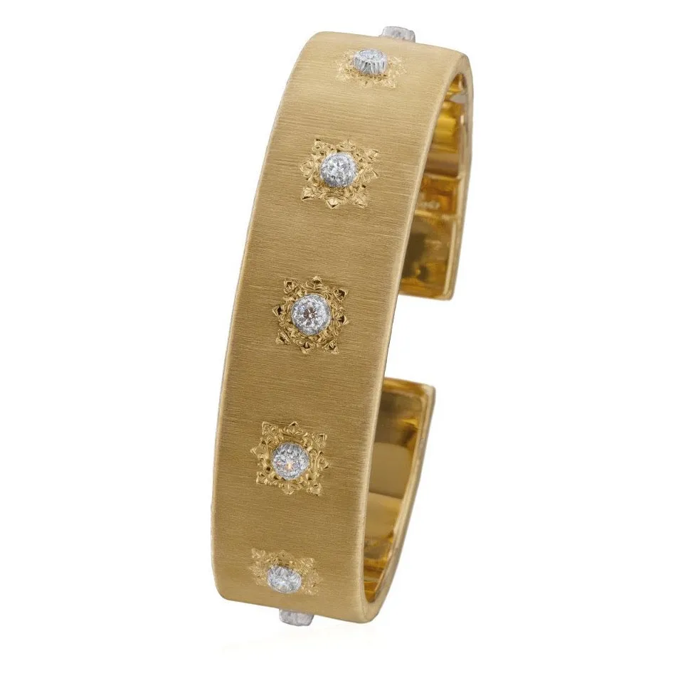 Buccellati - Macri Classica - Cuff Bracelet with Diamonds, 18k Yellow and White Gold, width 15.5 mm