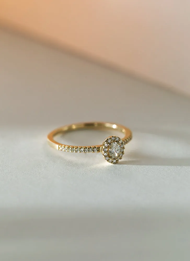 Caes halo diamond ring 14k gold