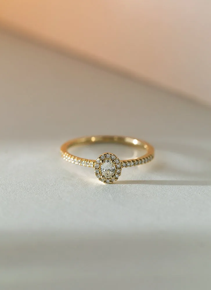 Caes halo diamond ring 14k gold