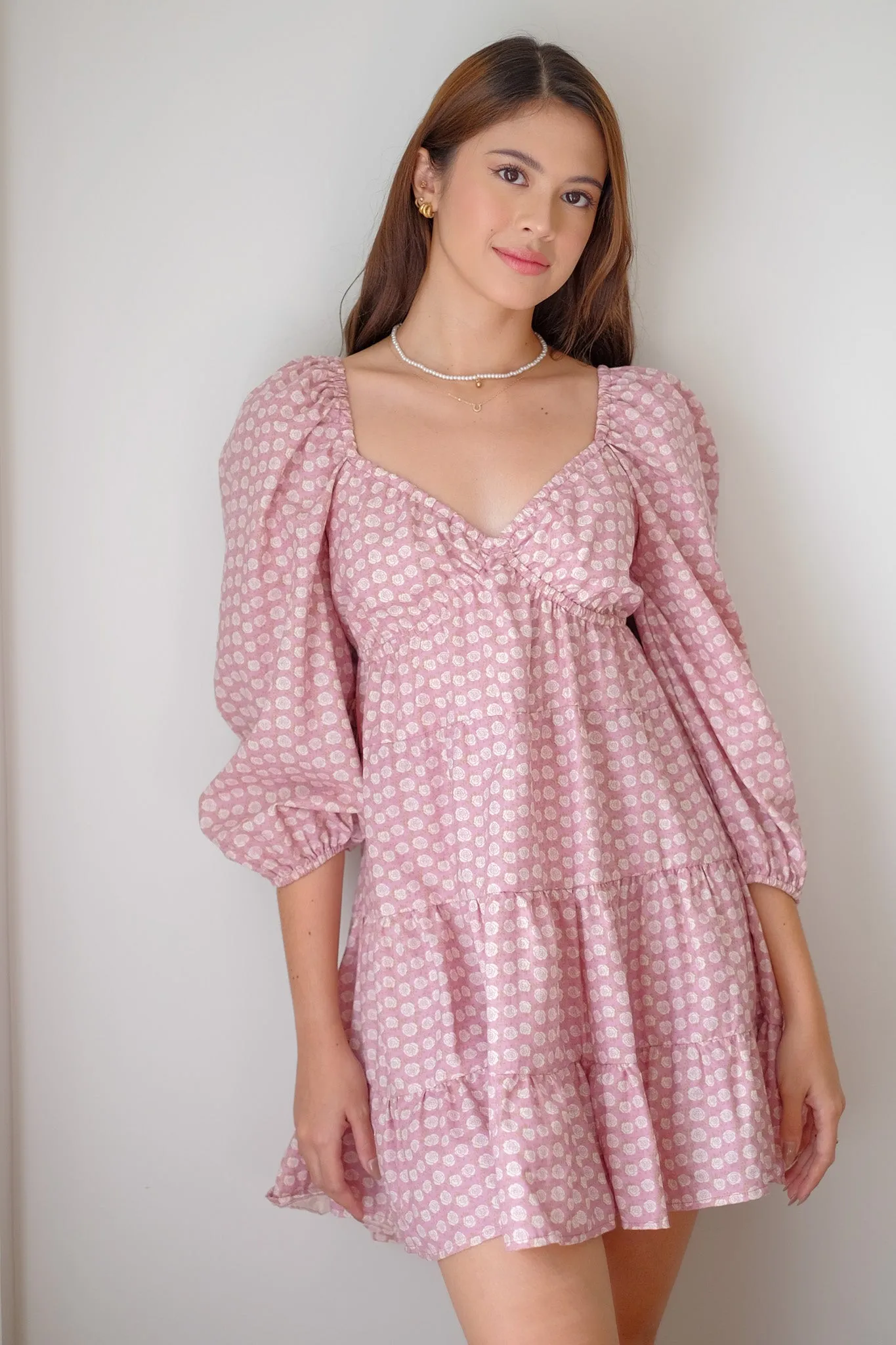 Caroline baby doll dress - pink peony