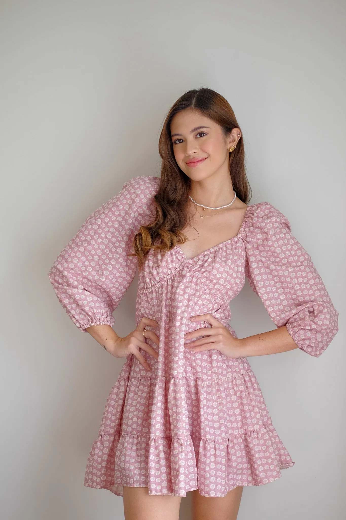 Caroline baby doll dress - pink peony