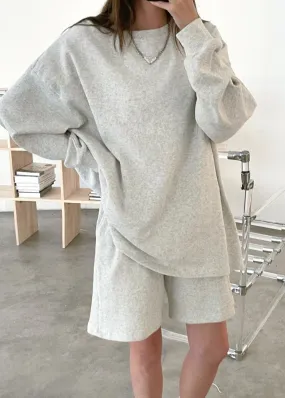 Casually Gray sweatshirt   shorts loungewear set