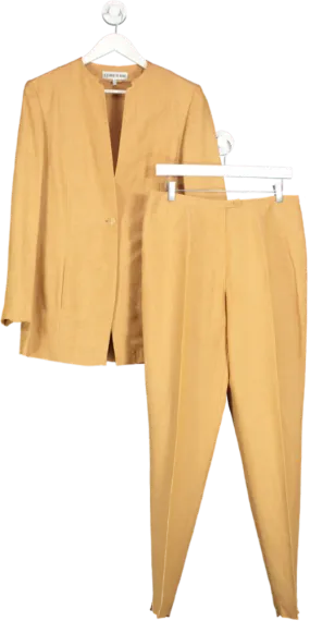 Cerruti 1981 Yellow Single Breasted Collarless Jacket And Straight Leg Trouser set UK 16