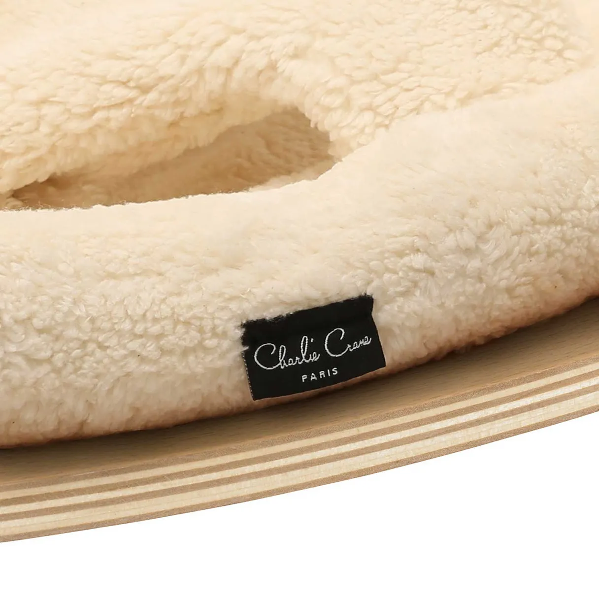 Charlie Crane Levo Baby Rocker in Beech with Fur Milk Cushion