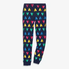 Clearance kids organic pj pant in rainbow paper heart