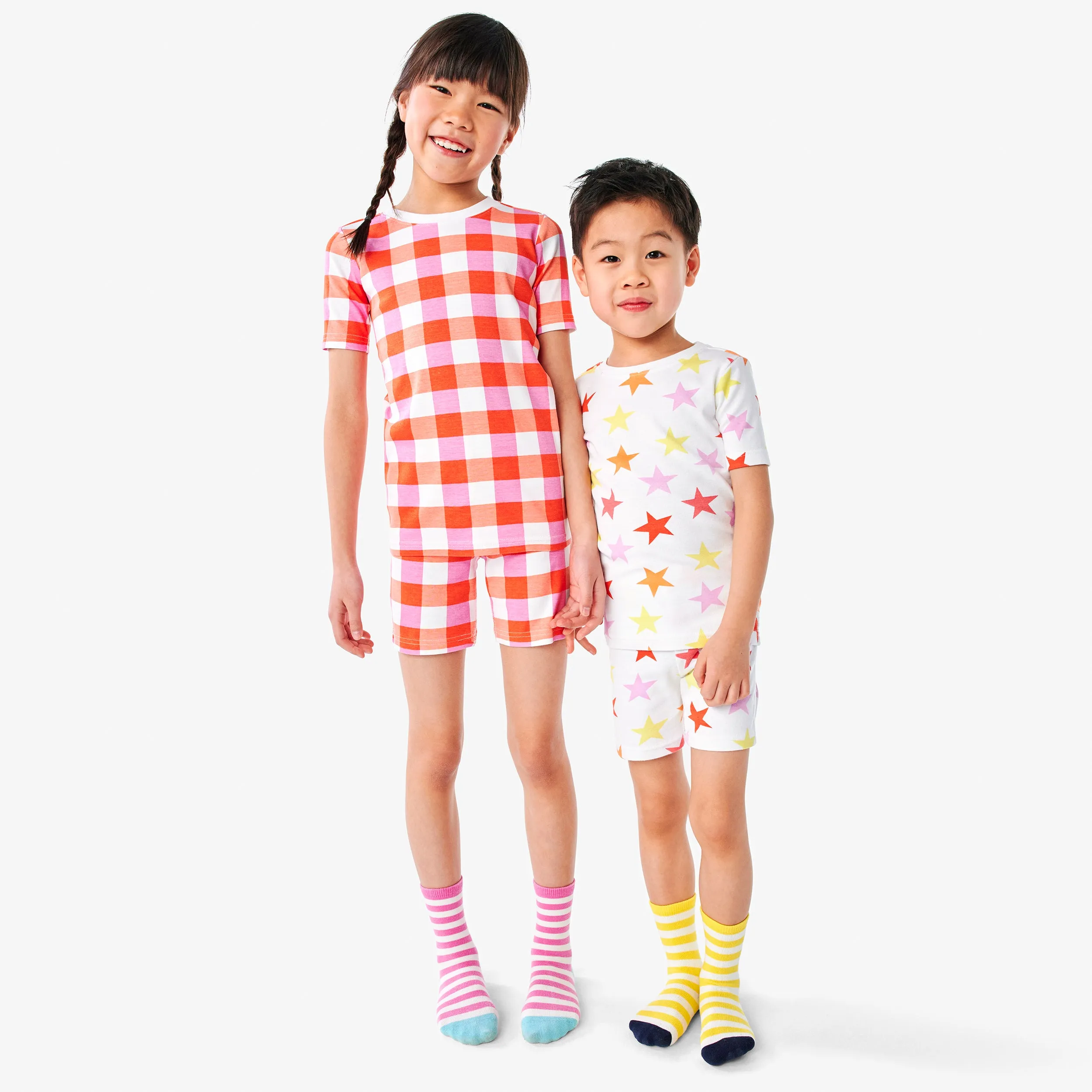 Clearance kids organic pj short in gingham