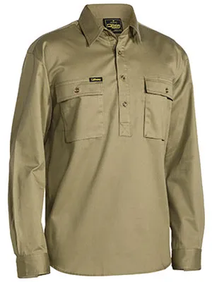 Closed Front Drill Long Sleeve Shirt