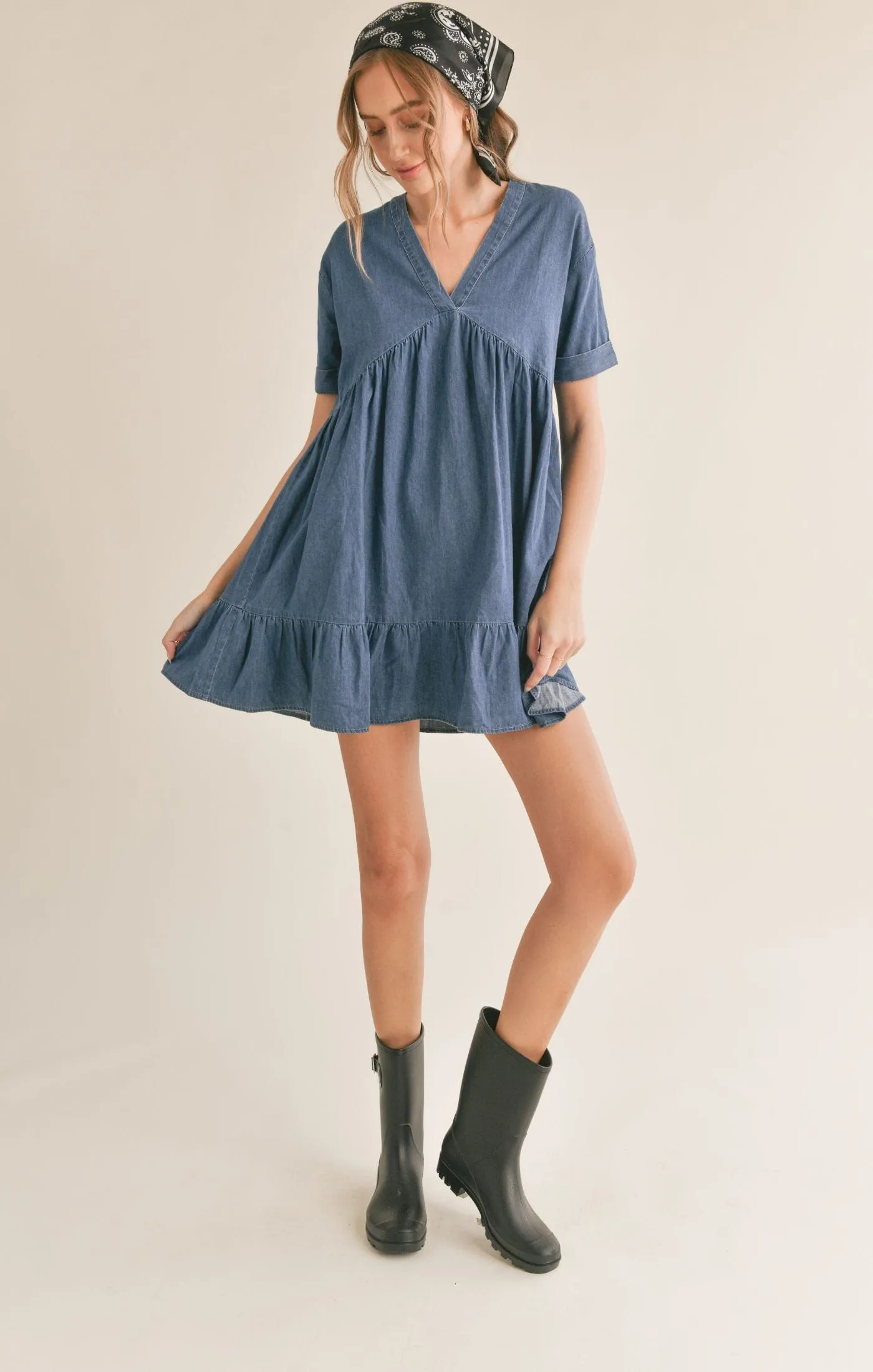 Conversations Chambray Babydoll Dress