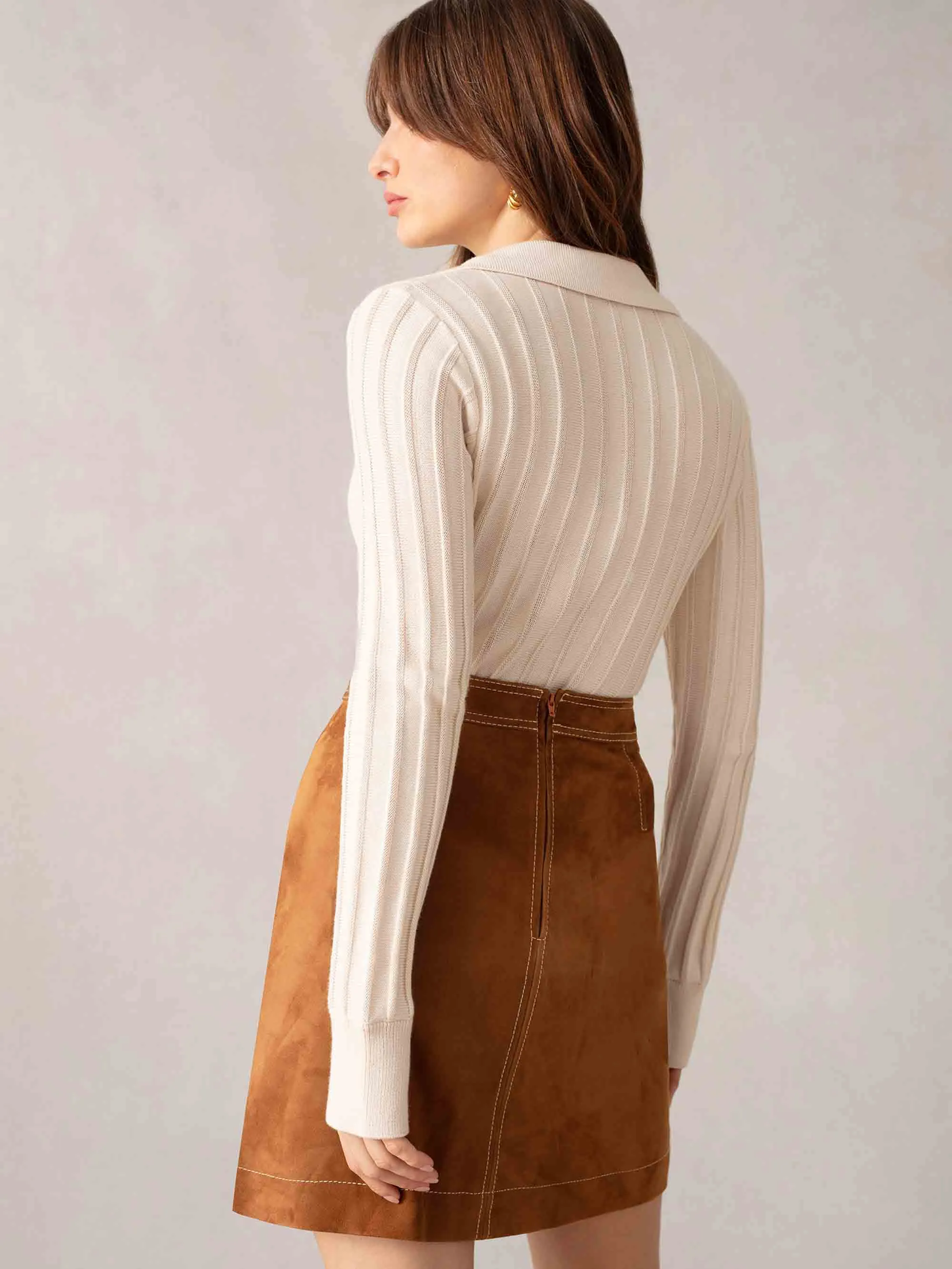 Cream Collar Knit Top