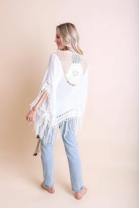 Crochet Medallion Tassel Kimono (3 Colors)