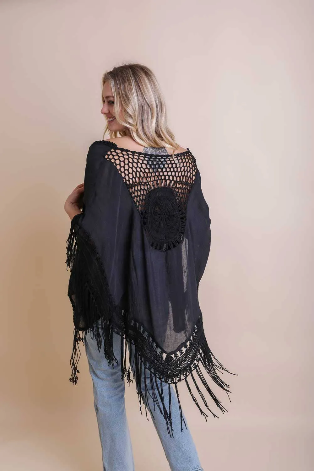 Crochet Medallion Tassel Kimono (3 Colors)