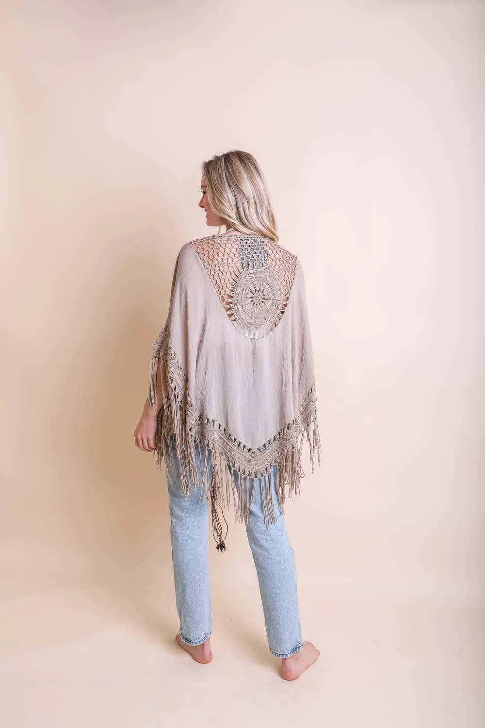 Crochet Medallion Tassel Kimono (3 Colors)