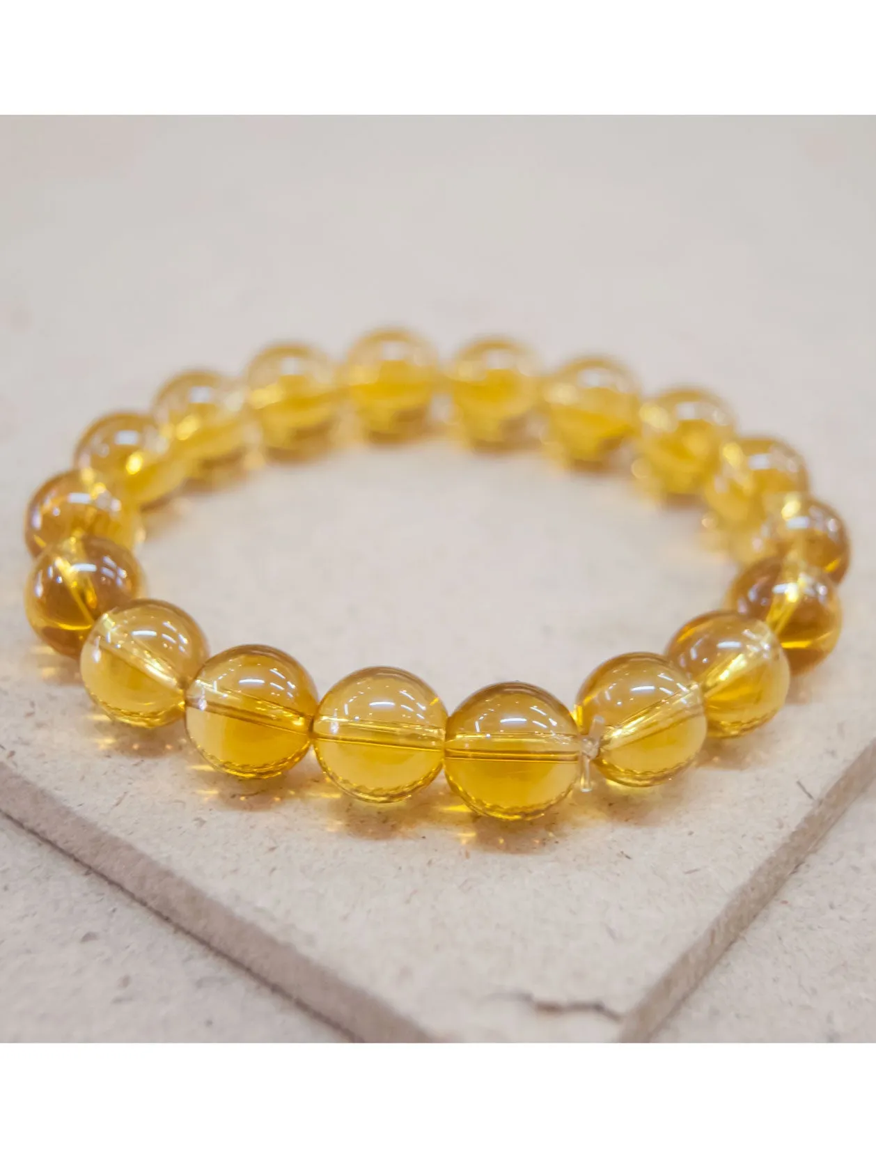 Dark Yellow Citrine Bead Bracelet