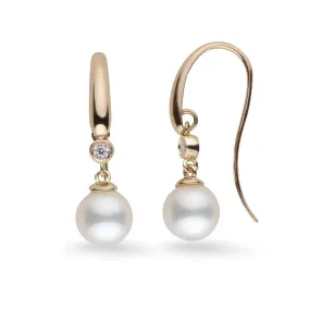 Diamond Cascade Collection 7.5-8.0 mm White Freshadama Pearl Earrings