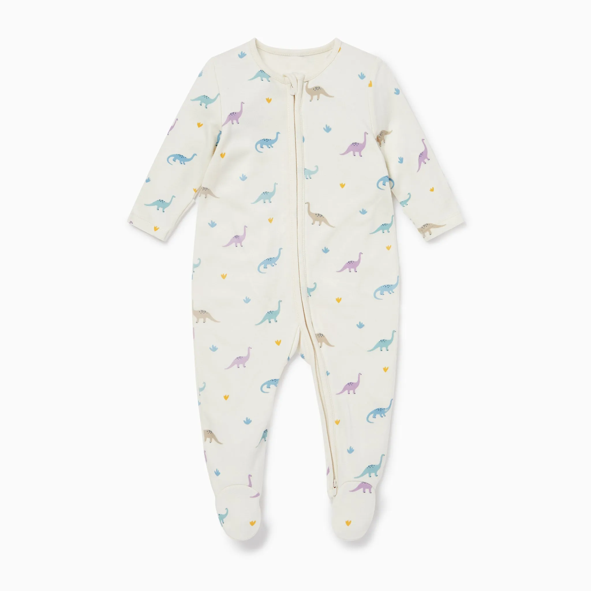 Dino Print Clever Zip Baby Pajamas