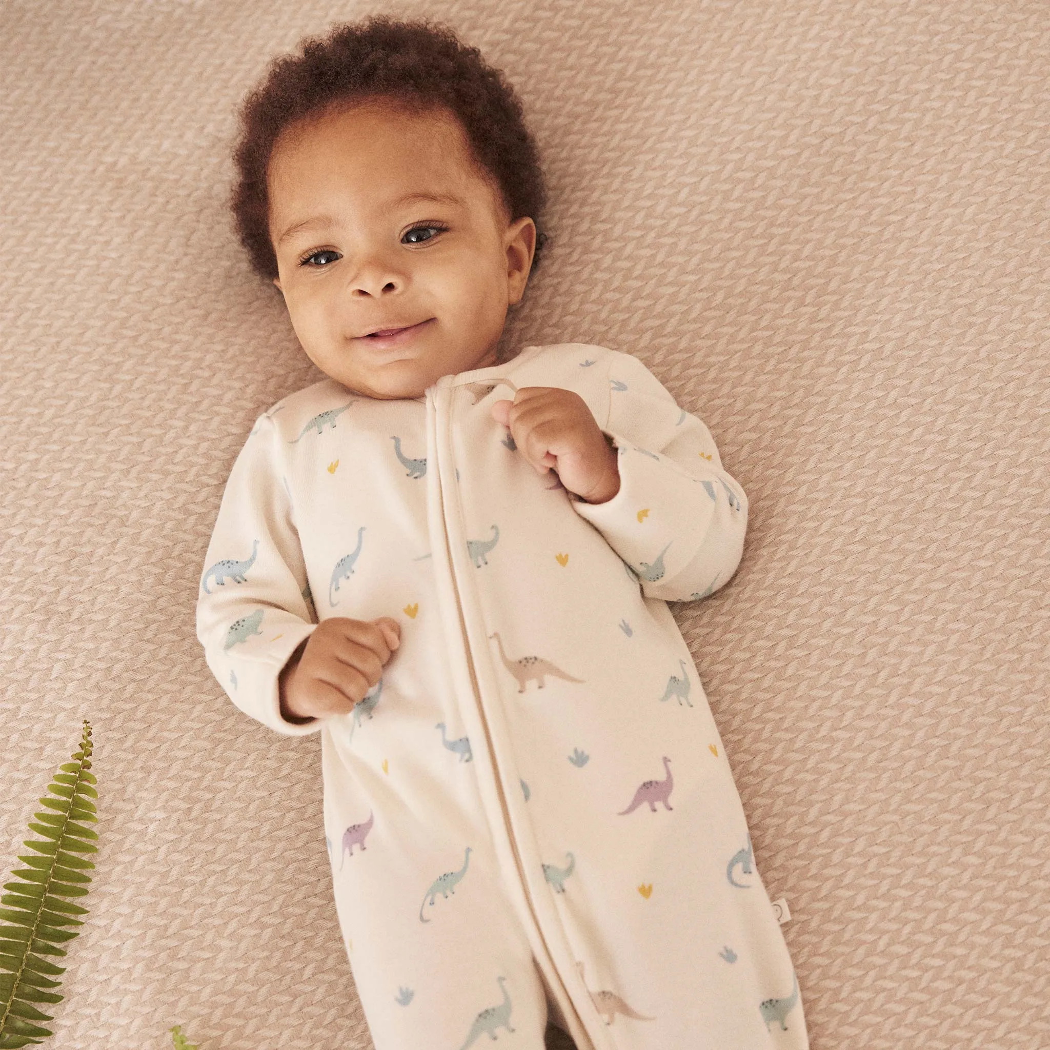 Dino Print Clever Zip Baby Pajamas