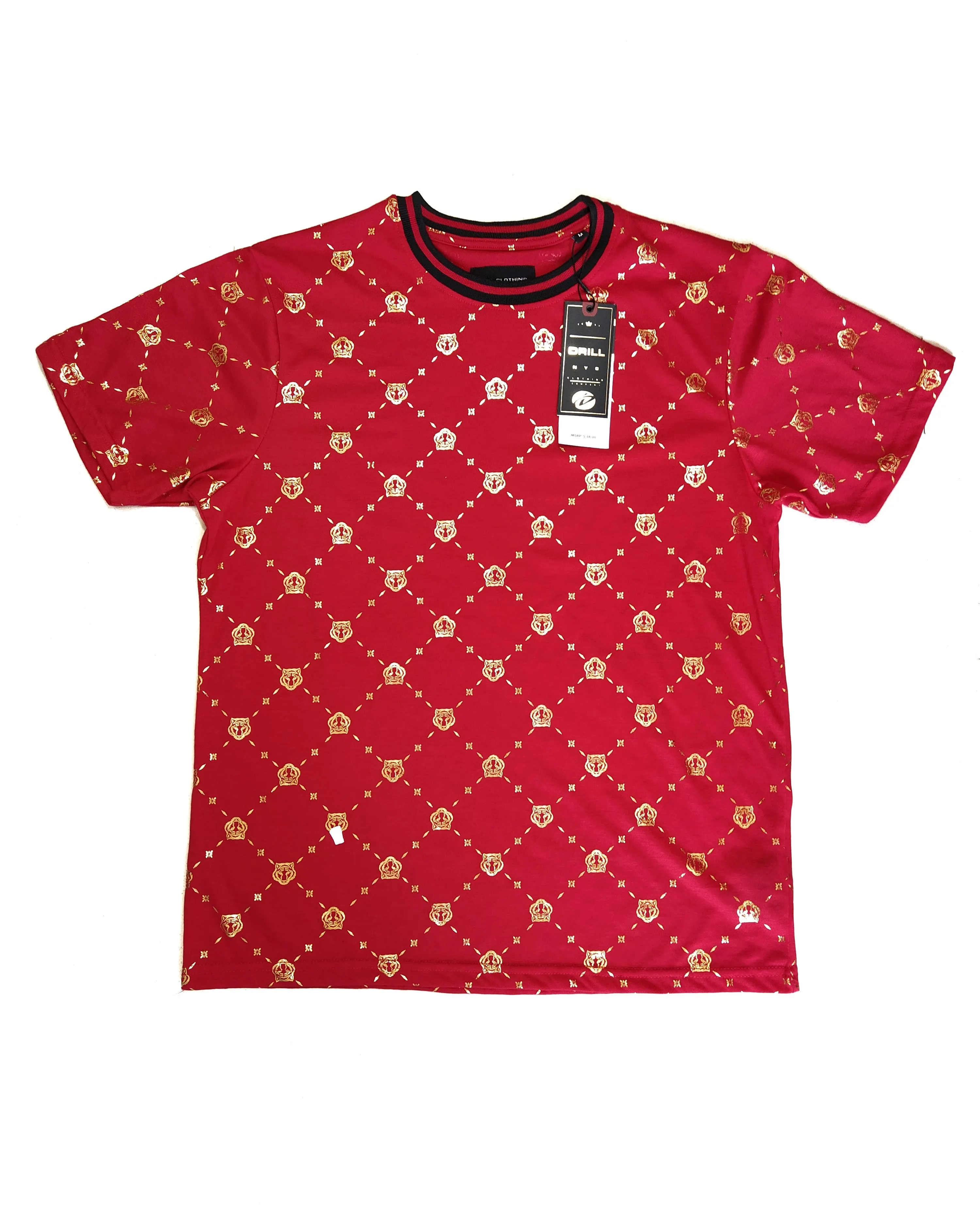 Drill NYC Men's T-shirt Red Gold-Print 02