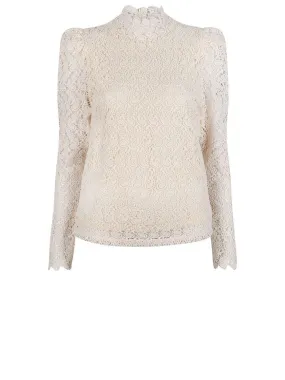 Dunley Lace Long Sleeve Top Butter Cream