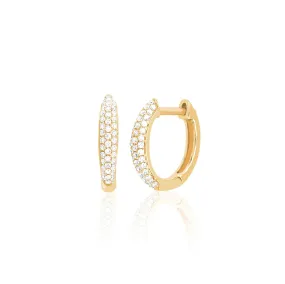 EF Collection - Diamond Dome Huggie Earrings, Yellow Gold