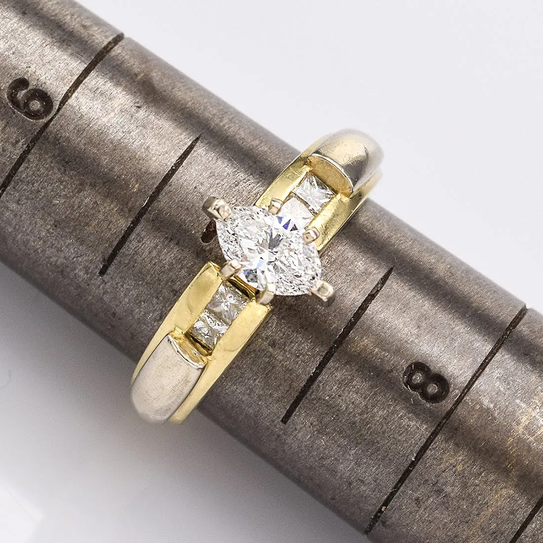 EGL $5,960 Appraised Vintage 14K Gold Marquise Diamond Band Ring