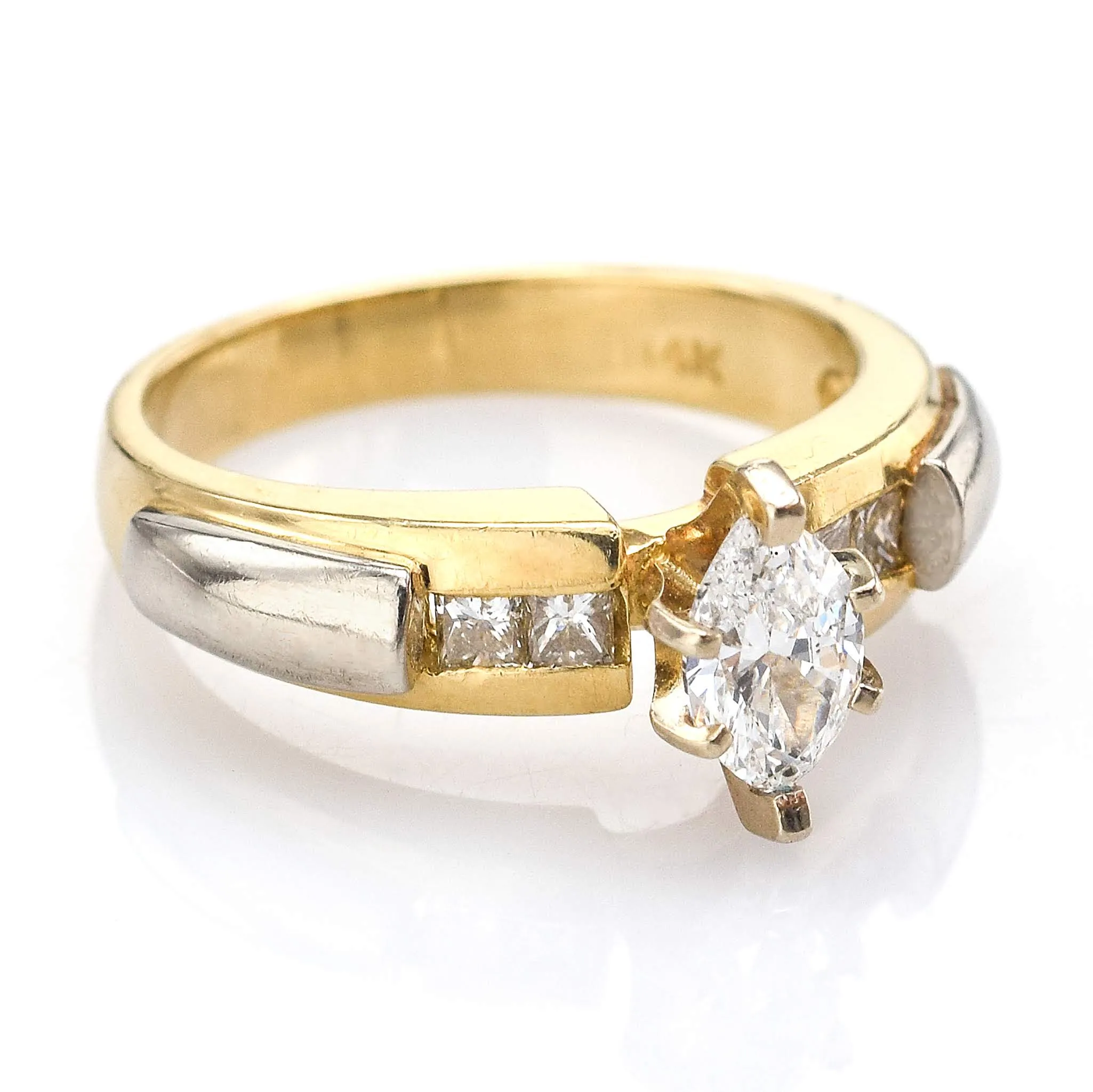 EGL $5,960 Appraised Vintage 14K Gold Marquise Diamond Band Ring