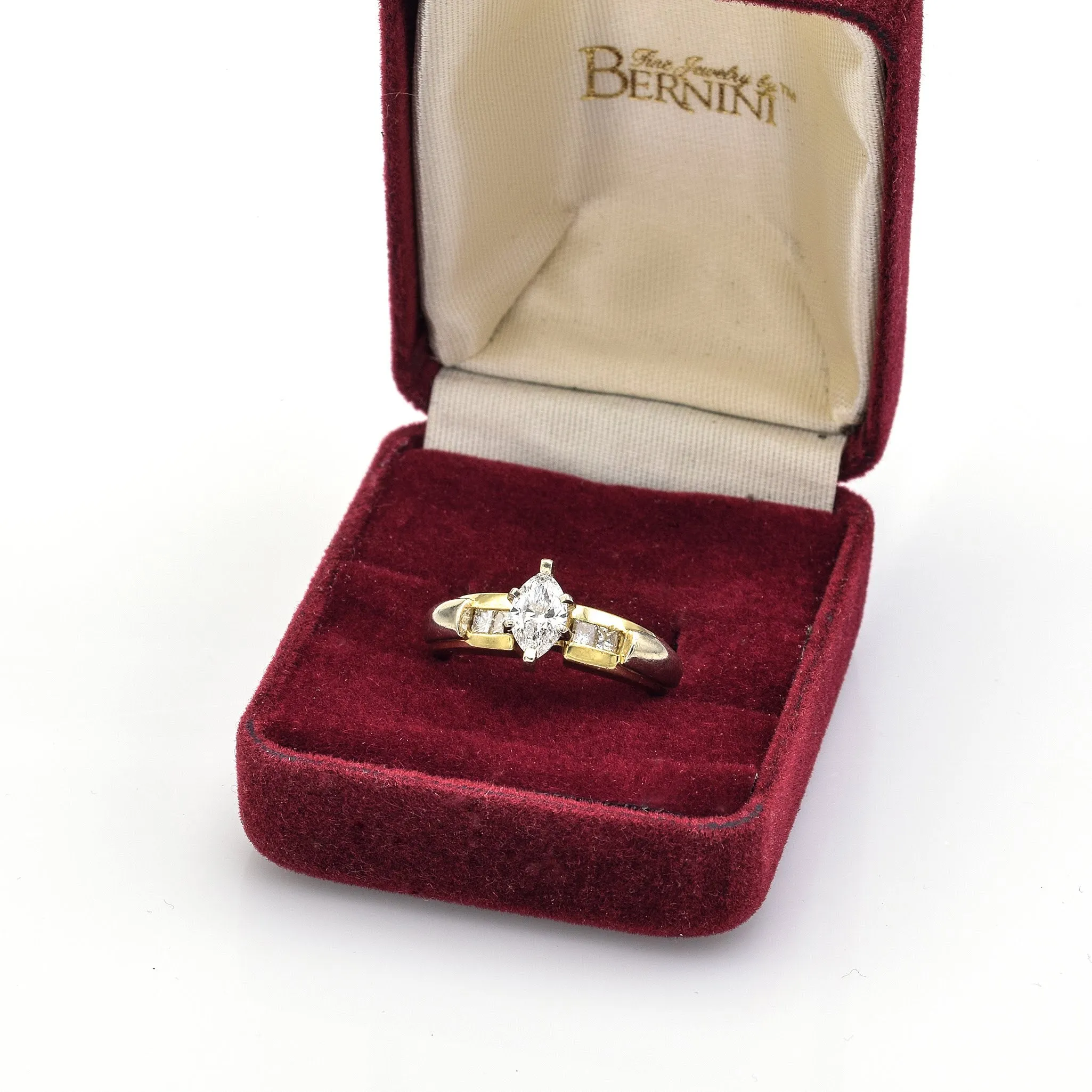 EGL $5,960 Appraised Vintage 14K Gold Marquise Diamond Band Ring