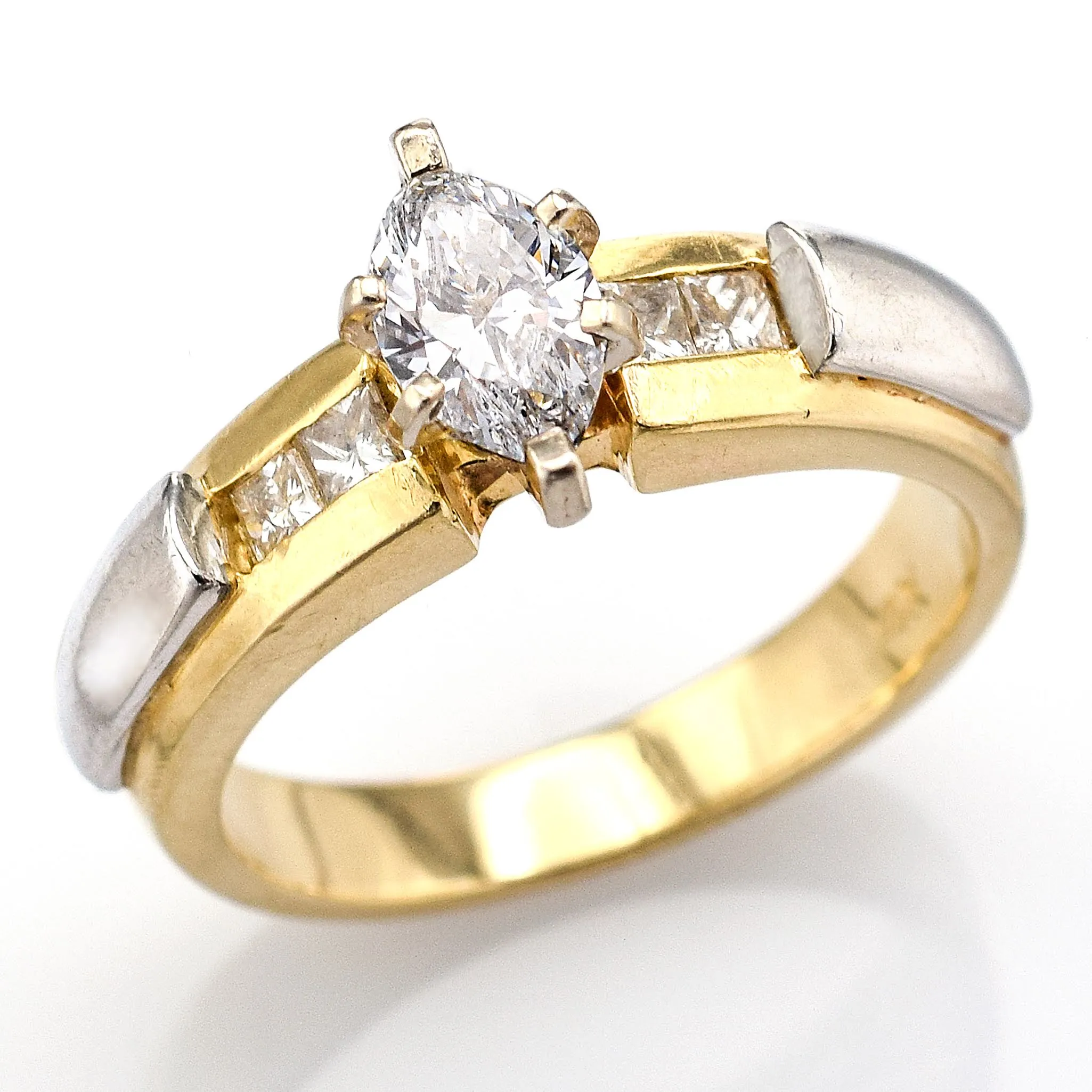 EGL $5,960 Appraised Vintage 14K Gold Marquise Diamond Band Ring