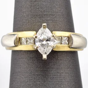 EGL $5,960 Appraised Vintage 14K Gold Marquise Diamond Band Ring