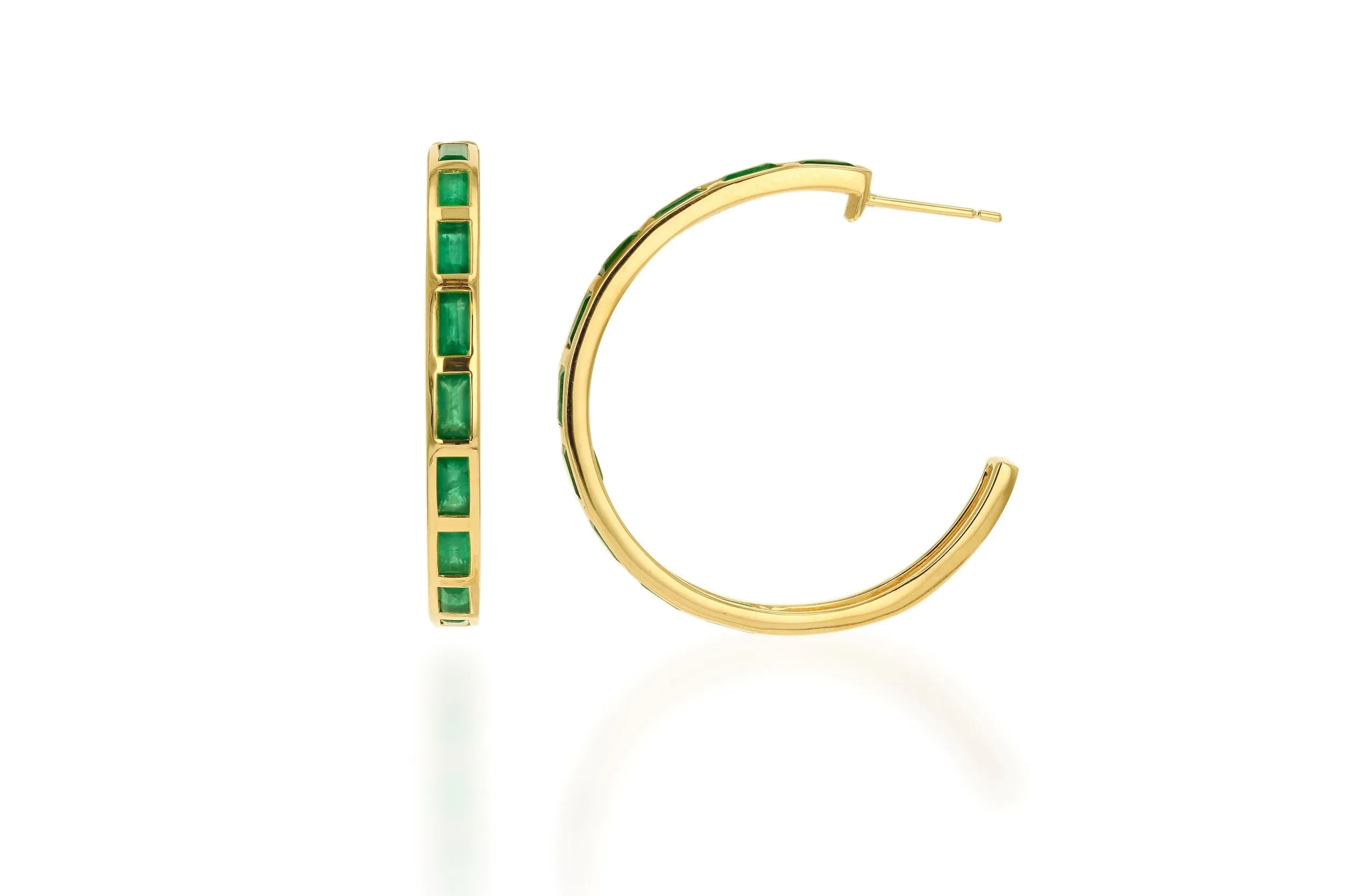 Emerald Baguette Hoop Earrings