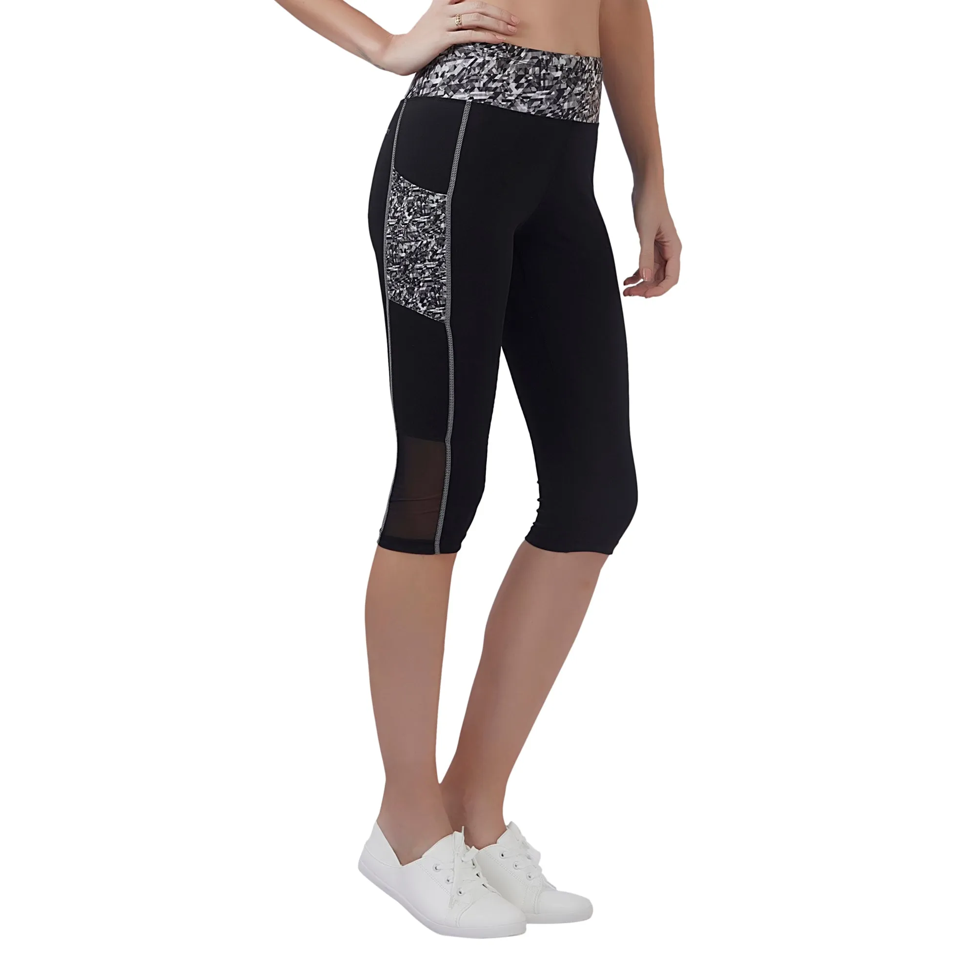 Energía (Built-In Pocket) Women 3/4TH LEGGING (Mid Rise Waistband with hydro-dry Tech)