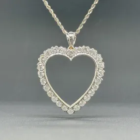 Estate 14K W Gold 1.53ctw G-H/SI1-2 Diamond Heart Pendant